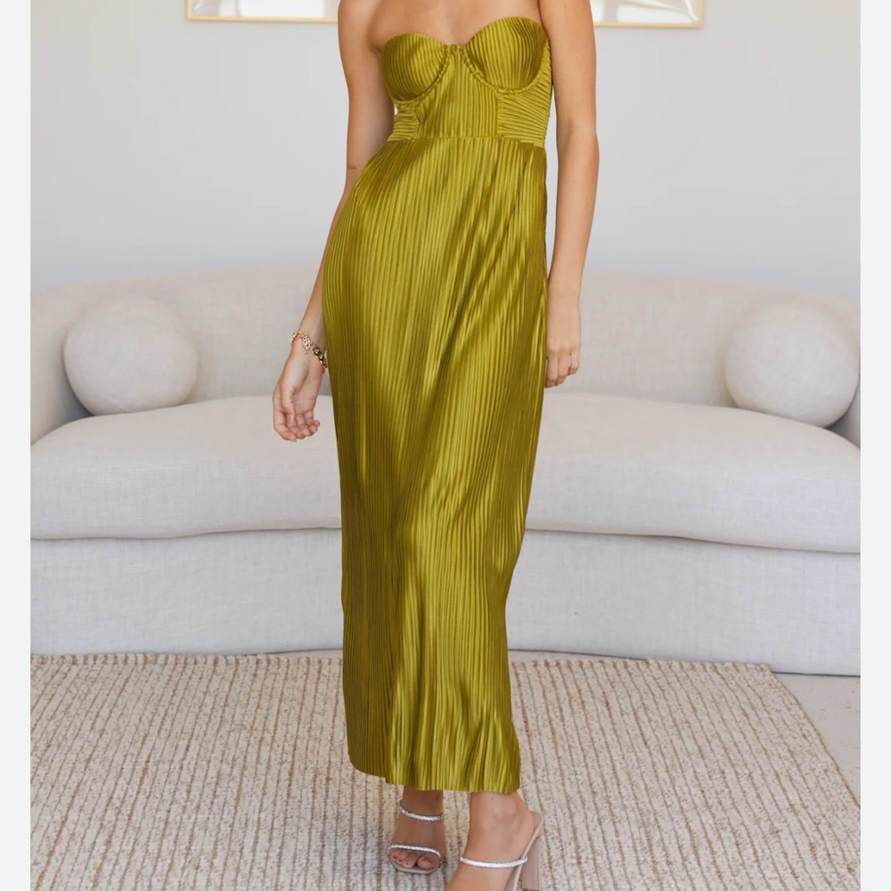 Hello Molly Strapless Olive Dress